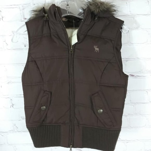 Abercrombie Size L Girls Brown Down Puffer Vest - Picture 6 of 10